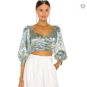 Sau Lee Jodie Blouse in Silver blue
